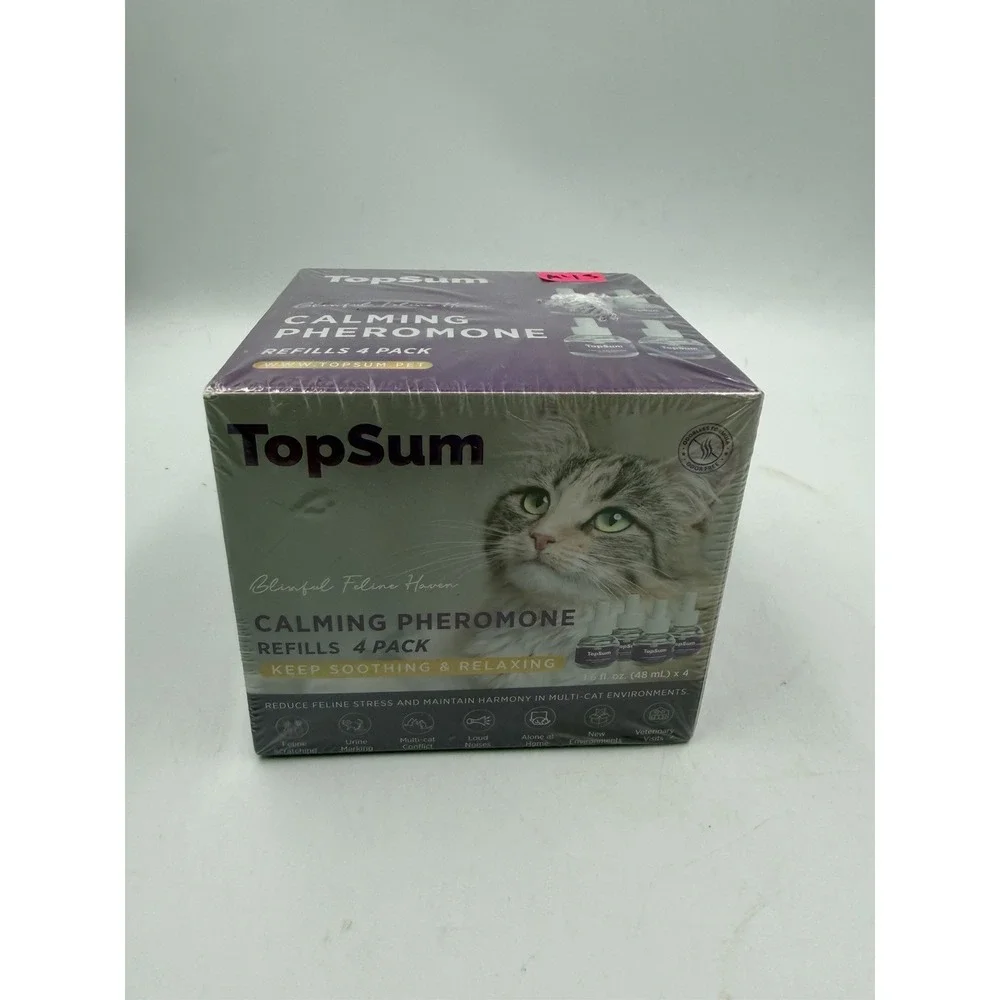 TopSum Cat Calming Diffuser Pheromone 4 Refills 48ml  Keep Soothing & Relaxing
